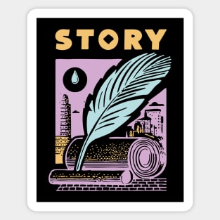 Vintage Storyteller Quill and Scroll Graphic Sticker